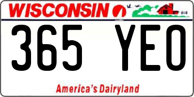 WI license plate 365YEO