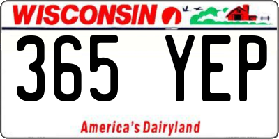 WI license plate 365YEP