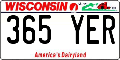WI license plate 365YER
