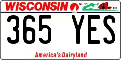 WI license plate 365YES