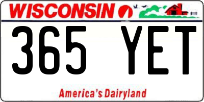 WI license plate 365YET