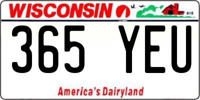 WI license plate 365YEU