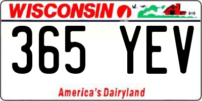 WI license plate 365YEV
