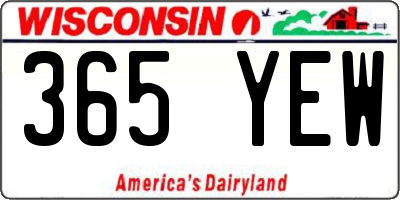 WI license plate 365YEW