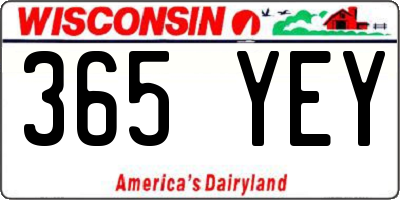 WI license plate 365YEY