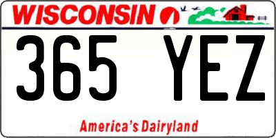 WI license plate 365YEZ