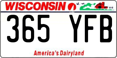 WI license plate 365YFB