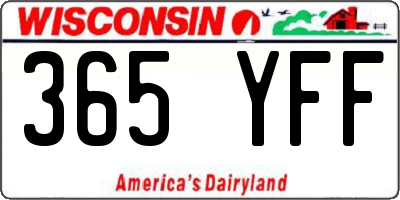 WI license plate 365YFF