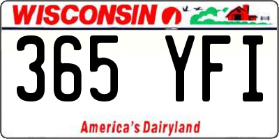 WI license plate 365YFI