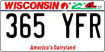 WI license plate 365YFR