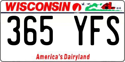 WI license plate 365YFS