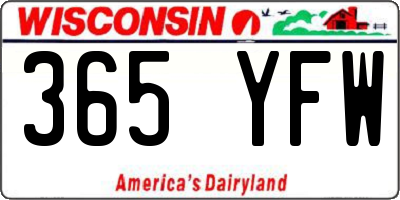 WI license plate 365YFW