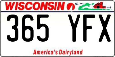 WI license plate 365YFX