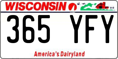 WI license plate 365YFY