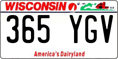 WI license plate 365YGV