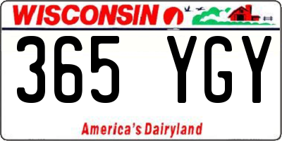 WI license plate 365YGY