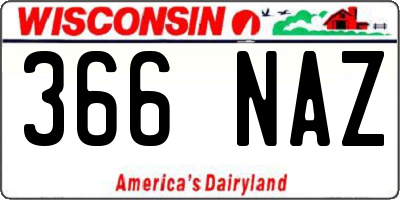WI license plate 366NAZ