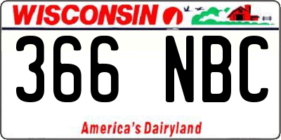 WI license plate 366NBC