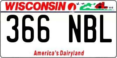 WI license plate 366NBL