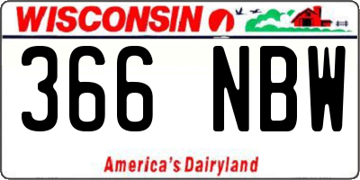 WI license plate 366NBW