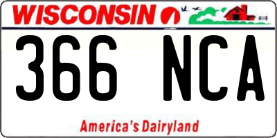 WI license plate 366NCA