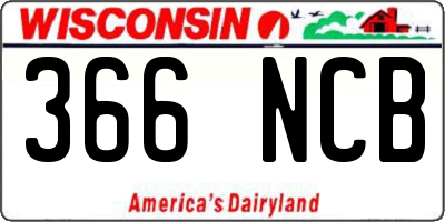 WI license plate 366NCB