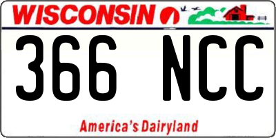 WI license plate 366NCC