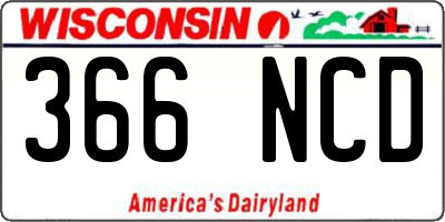 WI license plate 366NCD