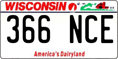 WI license plate 366NCE