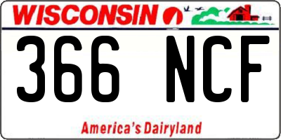 WI license plate 366NCF