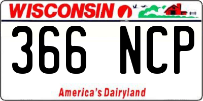 WI license plate 366NCP