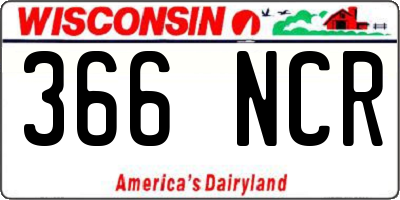 WI license plate 366NCR
