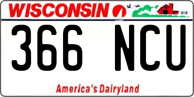 WI license plate 366NCU