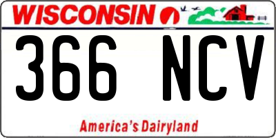 WI license plate 366NCV
