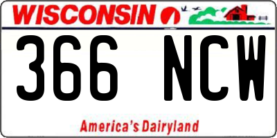WI license plate 366NCW