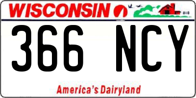 WI license plate 366NCY