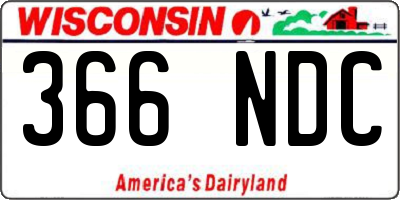 WI license plate 366NDC