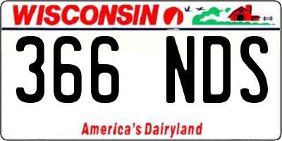 WI license plate 366NDS
