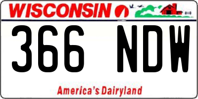 WI license plate 366NDW