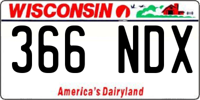 WI license plate 366NDX