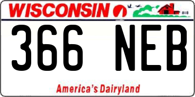 WI license plate 366NEB