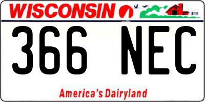 WI license plate 366NEC