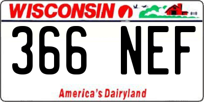 WI license plate 366NEF