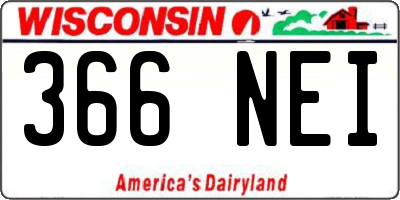 WI license plate 366NEI