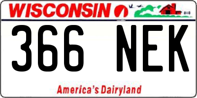 WI license plate 366NEK