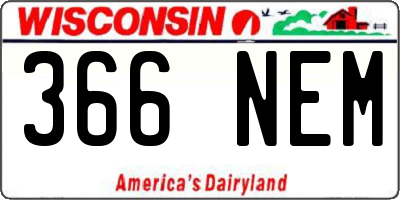 WI license plate 366NEM