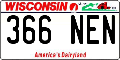 WI license plate 366NEN