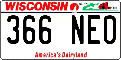 WI license plate 366NEO
