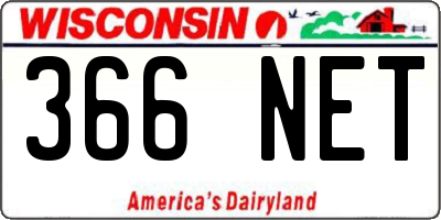 WI license plate 366NET