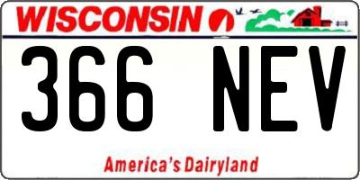 WI license plate 366NEV